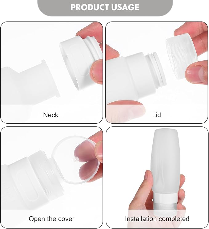 Healeved 4 Oz Silicone Travel Bottles for Toiletries Set of 4 Leak Proof Refillable Squeeze Bottles Portable Containers for Shampoo Conditioner Lotion