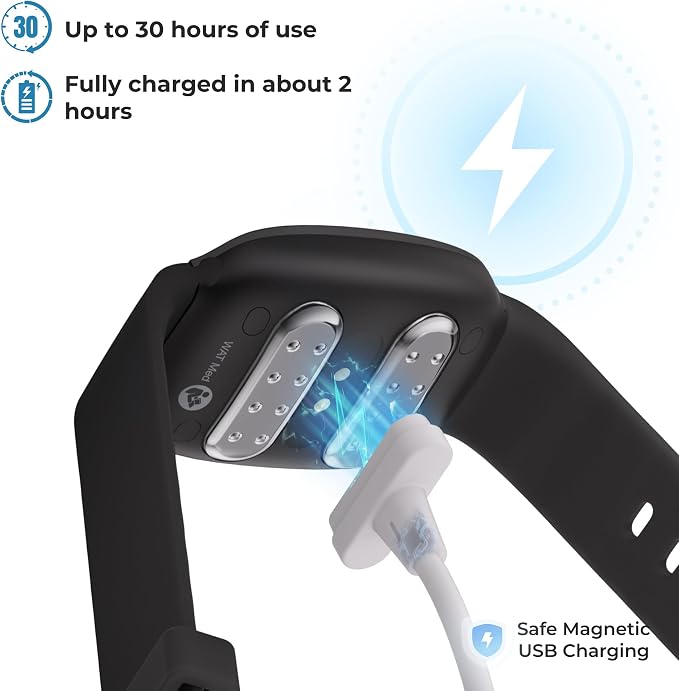EmeTerm Fashion Anti-Nausea Wristband Relieve Morning Motion Travel Sickness Rechargeable Drug Free Bands Without Side Effects - Extra 2pack Conductive Gel (Jet Black - Extra 2pack Conductive Gel)