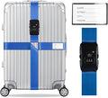 Veki Cross Luggage Straps Set TSA Approved with Lock Adjustable Travel Suitcase Belts Suitcase Tags with Name ID Card Packing Straps for Suitcases Strap Travel Accessories (Blue 1pcs)
