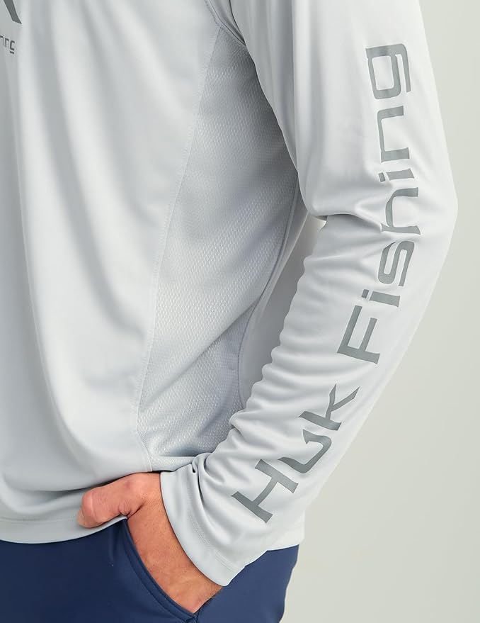 HUK Mens Pursuit Vented Long Sleeve Hoodie, Fishing Shirt with Hood