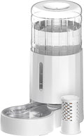 CZPET Dog Water Bowl Dispenser with Filter, 8L Automatic Dog and Cat Water Dispenser with Stainless Steel Bowl, Gravity Waterer, Large Capacity, and Quiet Drinking Area for Pets (8L+Filter,White)