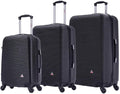 InUSA ROYAL Hardside Luggage Set with Spinner Wheel | Spacious Travel Suitcases with Ergonomic GEL Handle and Studs | (20/24/28) 3 Piece Luggage Set | Black