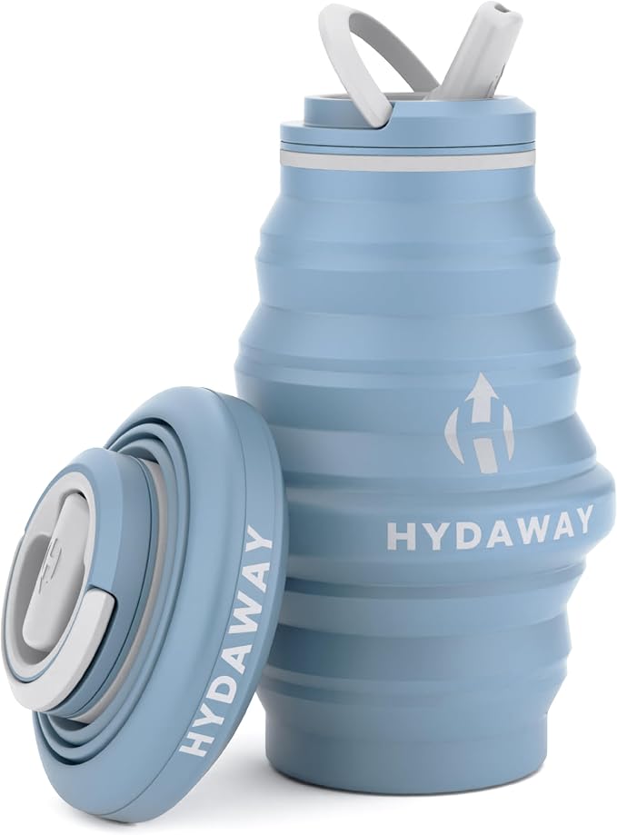 HYDAWAY Hydration Travel Pack - 17oz Collapsible Water Bottle with Flip-Top Lid and Protective Travel Case - BPA-Free, Leak-Resistant, and TSA-Friendly for Commuting, Hiking, and Traveling