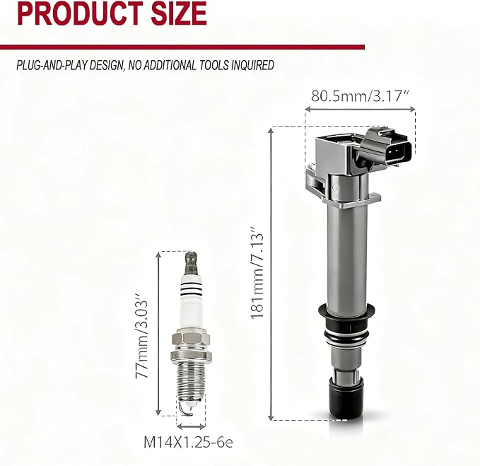 Ignition Coil Pack and Spark Plugs 3.7 V6 2002 2003 2004 2005 2006 2007 2008 Compatible with Jeep Dodge Ram 1500 Durango Dakota Nitro Grand Cherokee Commander Liberty Raider for UF270 4504