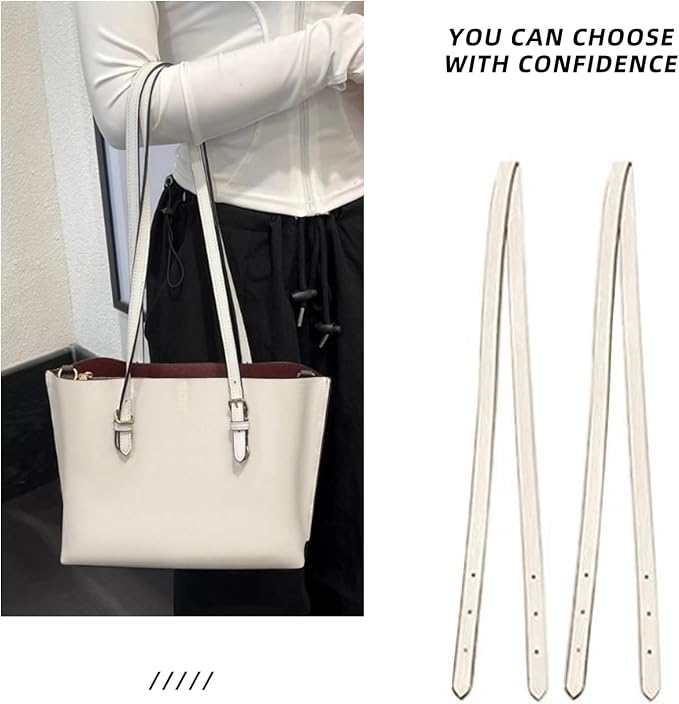 Jiesinlov 2 Pcs Bag Leather Strap Replacement Shoulder Straps for Mollie 25 Tote Handbag(Beige)