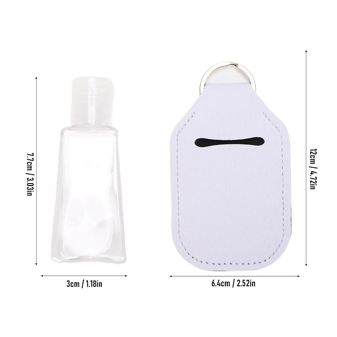 Semme 50pcs Travel Bottles Keychain Holders Set 30ml Small Squeeze Bottles with Keychain Portable Refillable Leakproof for Hand Sanitizer Lotion Toiletries Travel Camping (White)