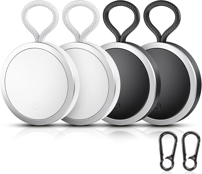 4-Pack Air Tracker Tags Compatible with Apple Find My (iOS Only) Bluetooth Tracker, Smart Keys Finder and Item Locator with Hooks for Wallet Luggage Backpack 2B2W