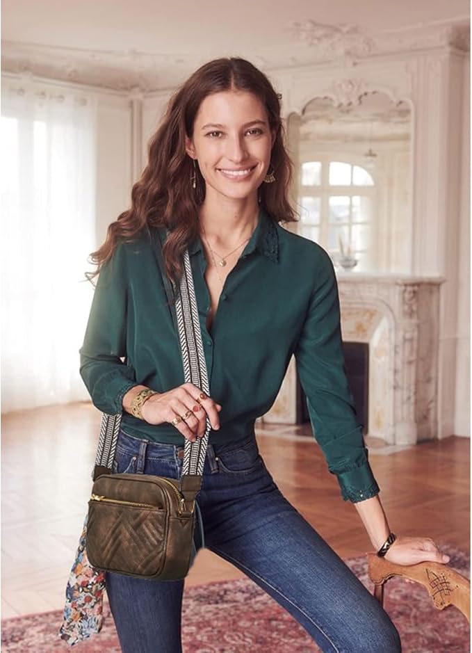 BOSTANTEN Quilted Crossbody Bags for Women Vegan Leather Purses Shoulder Handbags with Wide Strap