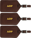 Personalized Monogrammed Leather Luggage Tags - 3 Pack