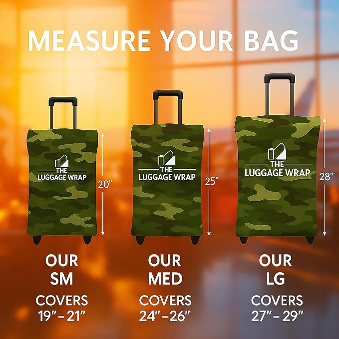 Medium Confident Camouflage Water-Resistant Luggage Covers for Suitcase TSA Approved for 24"-26" - Durable Patented Design Suitcase Covers for Luggage, Fundas para Maletas, Travel Accessories