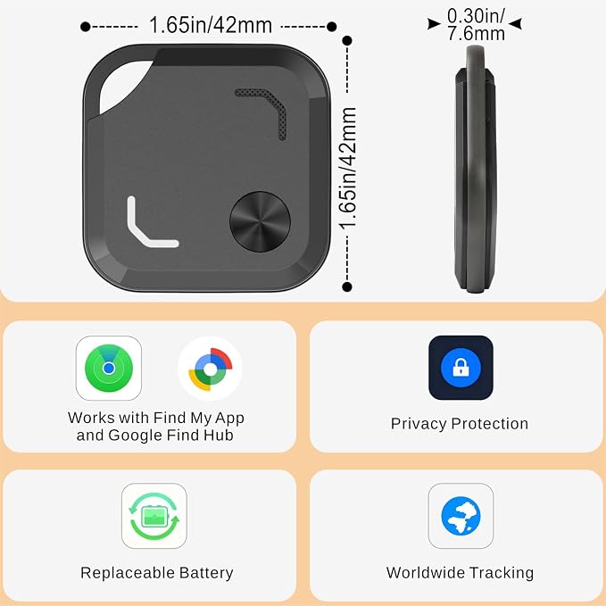 Reyke Android Air Tracker Tags-4 Pack for Both iOS & Android Phones, Dual System Bluetooth Tracker Compatible with Apple Find My (iOS) & Google Find Hub (Android) Device for Luggage, Keys, Backpack