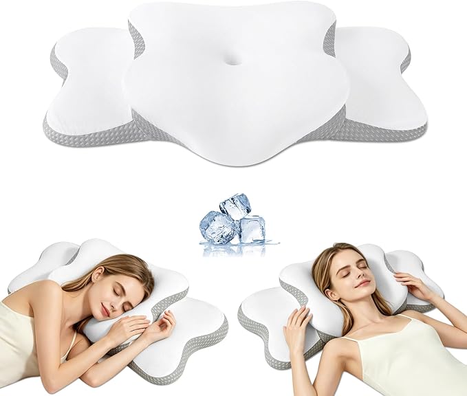 Cervical Neck Pillow for Neck Pain Relief & Side Sleeper | Ergo Pillow for Sleep Apnea, Neck Pain, and Snoring Relief | Orthopedic Memory Foam with Ergonomic Neck Support, White, Large