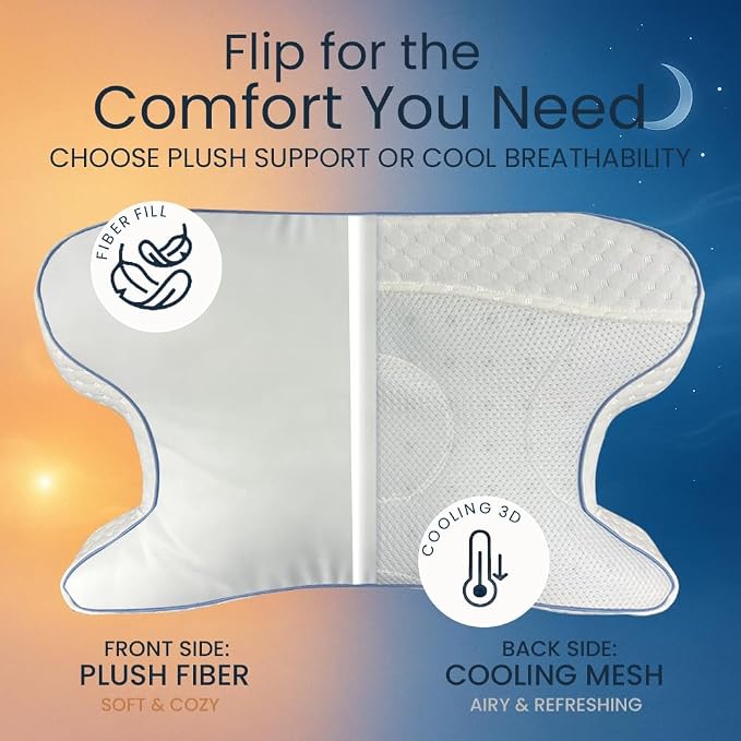 Contour CPAPMax 3-in-1 Adjustable CPAP Comfort Pillow for Side, Back or Stomach Sleepers to Reduce Air Leaks, Dryness & Mask Discomfort - Works with All Mask Types