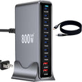 800W USB C Fast Charger Block, Multi-port USB Charging Station, GaN Ⅲ Double 140W PD PPS Port Fast Charging Station for Multiple Devices,Laptop Wall Charger Compatible with iPhone 17,iPad, MacBook etc