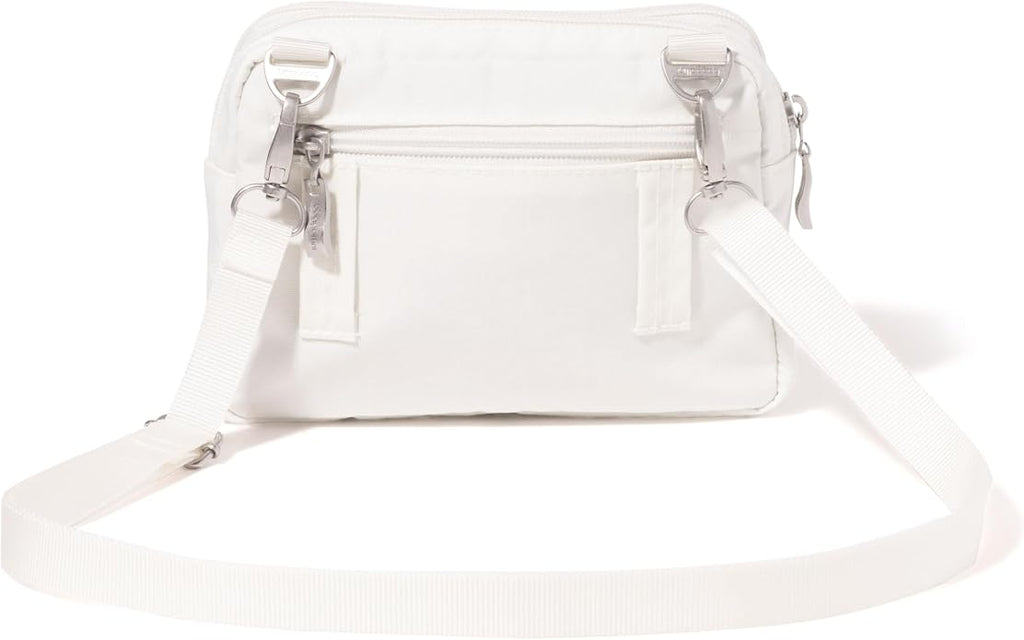 Baggallini Triple Zip Small Crossbody Bag for Women - Lightweight Convertible Fanny Pack Belt Bag