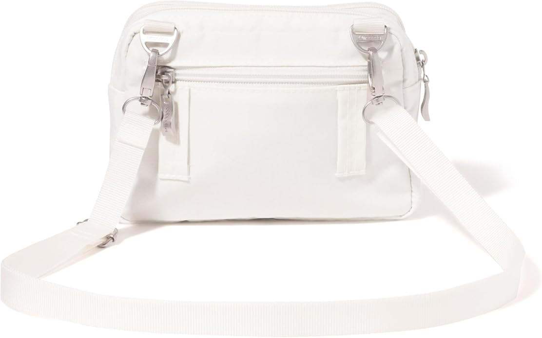 Baggallini Triple Zip Small Crossbody Bag for Women - Lightweight Convertible Fanny Pack Belt Bag