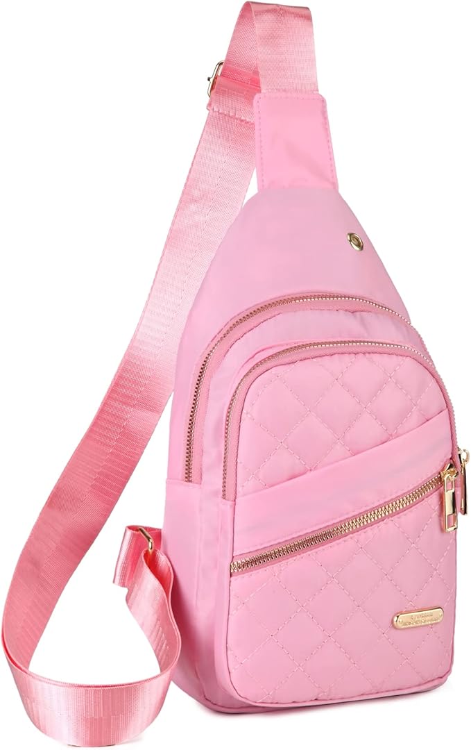 AOSTIHOT Crossbody Small Sling Backpack Sling Bag for Women, Chest Bag Daypack Crossbody for Travel Sport Running Hiking Pink