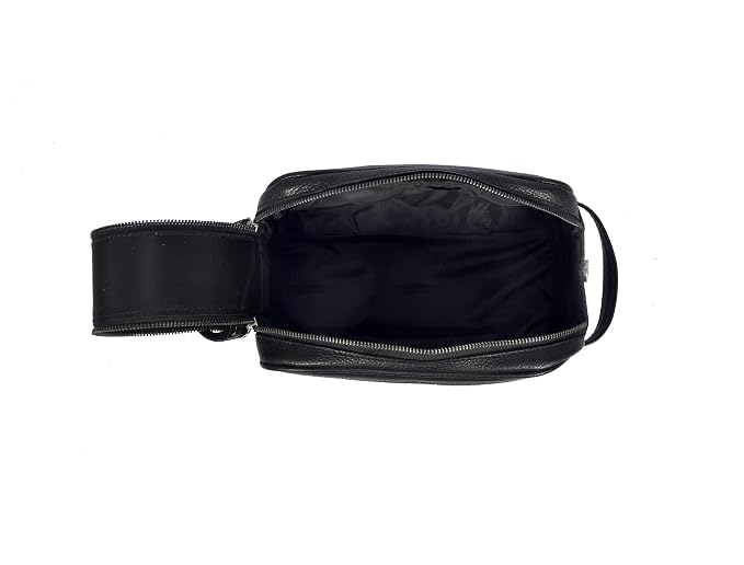 10" Premium Leather Toiletry Travel Pouch With Waterproof Lining | King-Size Handcrafted Vintage Dopp kit By Aaron Leather Goods (Jade Black)