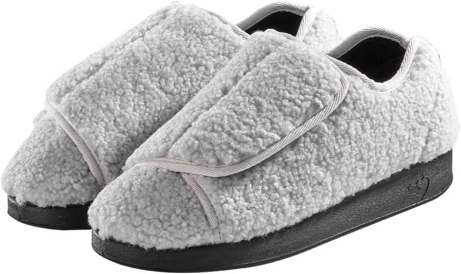 Silvert's Adaptive Clothing & Footwear Silverts Women's Extra Wide Adjustable Slippers Easy Closure Diabetic House Shoes Non Slip Comfort