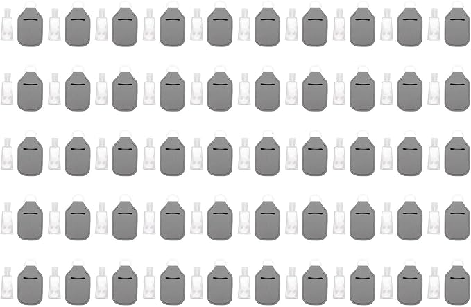 Pomya 30ml Refillable Travel Bottles | LeakProof Keychain Holders Set For Hand Sanitizer & Lotion (Gray)