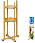 Water Dispenser Stand 5 Gallon Water Jug Stand Sturdy Water Stand(32.8" H-11.2" W) Water Jug Stand with 2 Round Shelfs for 1-5 Gallon Water Bottles/Crocks, Water Jug and Plant Stand (Gold)