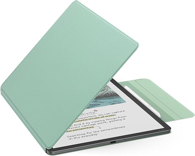 MoKo Magnetic Case for All-New 11" Kindle Scribe 2025(3rd Generation) & Kindle Scribe Colorsoft 2025(1st Generation) - Slim Folio Premium PU Leather Cover with Pen Clasp & Auto Sleep Wake, Agave Green