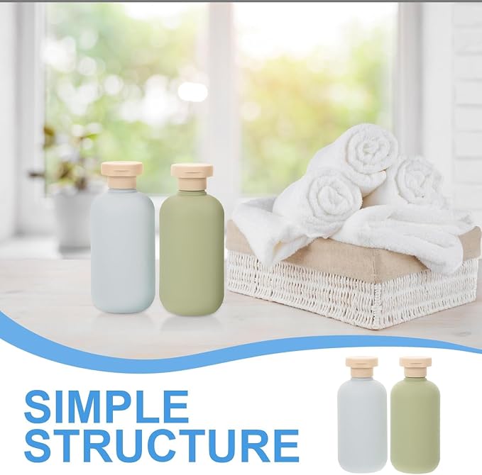 Travel Bottles Set For Toiletries Travel Size Containers Leak Proof Silicone Squeezable Spray Bottles Jars For Women Men, For Shampoo Lotion Body Wash (Blue)