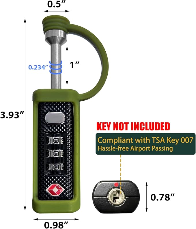 LAFENLIN 4-Pack TSA-Approved Gun Case Locks for Secure Firearm Transport & Storage, Cut-Proof Heavy Duty Padlocks Fit Gun, Rifle, Handgun, & Pistol Travel Cases, Moss