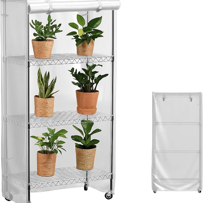 Frosted Wire Shelf Cover with Zipper, Waterproof Dustproof PVC Rack Cover for 48 x 18 x 72 Inch Wire Shelving, Semi-Transparent, Helps Hide Clutter, Cover Only
