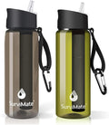 SurviMate Purified Water Bottle for Camping, Hiking, Backpacking and Travel, BPA Free with 5-Stage Intergrated Filter Straw