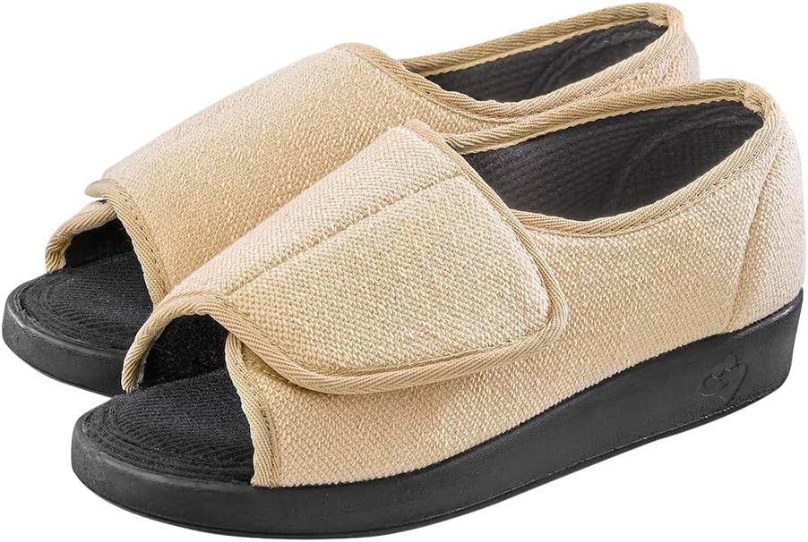 Silverts Women’s Adaptive Clothing Open Toe Shoes, Adjustable Wide Fit Sandals for Elderly, Nursing Home & Assisted Dressing