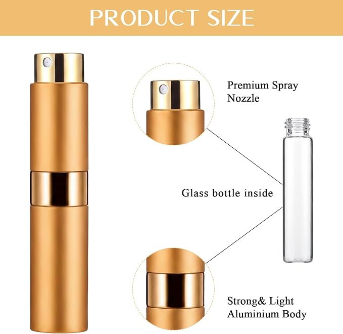 Honeydak 7 Pcs 30ml Travel Perfume Atomizer Bottles, Refillable Cologne Travel Spray Bottles, Portable Empty Perfume Sprayers with Pump Transfer Tools for Purse, Daily Use