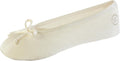 Isotoner Women's Satin Ballerina Slippers with Classic Ribbon Bow and Suede Sole