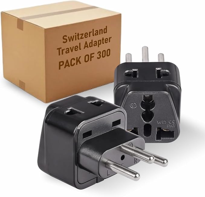 OREI US to Switzerland (Type J) Travel Adapter Plug – 2-in-1, CE & RoHS Certified – 300 Pack
