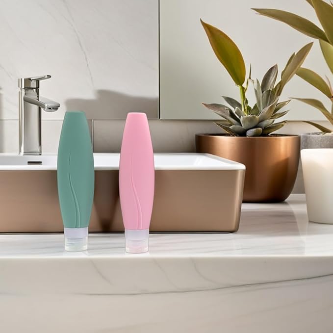 FENICAL 5pcs 150ml Silicone Travel Bottles Set Leakproof Refillable Toiletry Containers Portable Squeeze Bottles for Shampoo Conditioner Lotion Travel Empty Silicone for Random Color