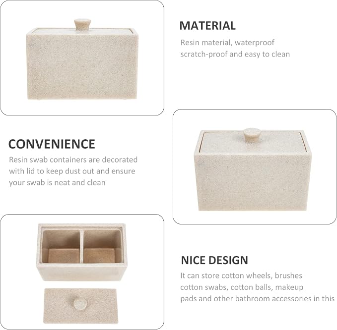 Zerodeko Cotton Swabs Storage Case Lid Compartment Cotton Pad Organizer for Bathroom Premium Quality Container Space-saving Design for Tidy Organization