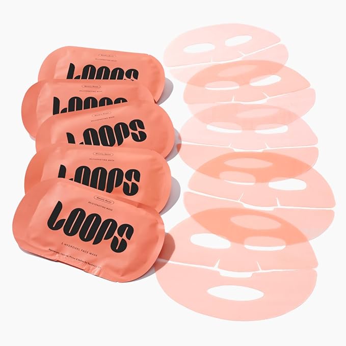 LOOPS WEEKLY RESET - Rejuvenating Korean Hydrogel Face Masks - Rejuvenate, Hydrate, Refine, Visibly Plump - Moisturizing & Pore RefiningSkin Mask Face Mask Reduces Signs of Puffiness 5pc