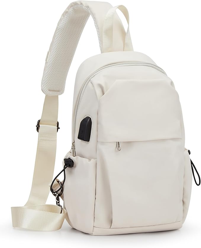 Tactical Backpacks Small Sling Bag Crossbody Backpack Shoulder Bag for Men Women, Multipurpose Anti-Theft Cross Body Chest Bags, One Strap Backpack for Walking Biking Travel Cycling Off White