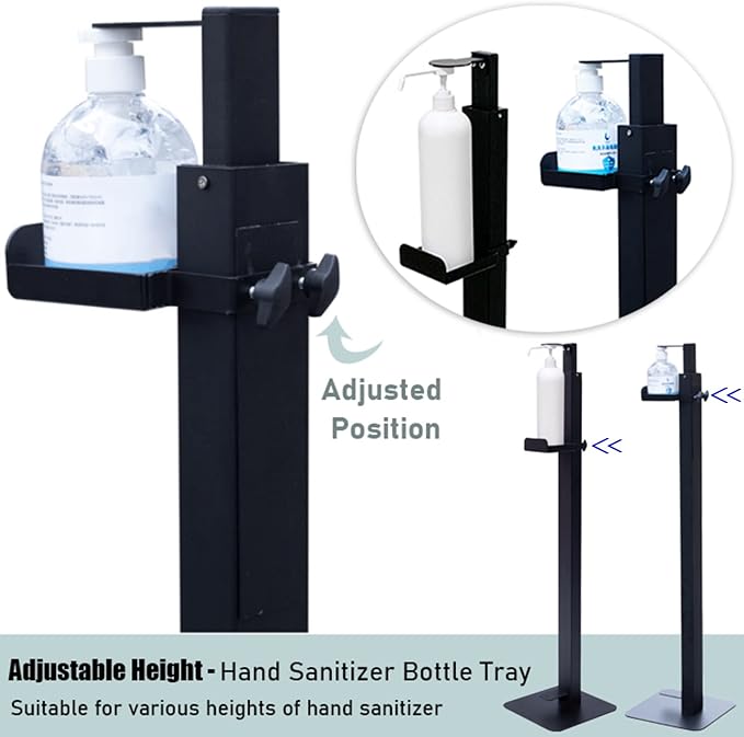 LXLZYXSF Restroom Portable Soap Dispenser Floor Stand Hand Sanitizer Dispenser Holder Foot Pedal Operated, with Adjustable Height Tray, School Malls Restaurant