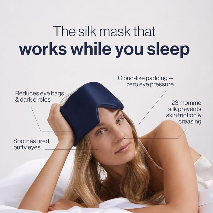 Dore & Rose Deep Sleep Mask for Women and Men - 23 Momme Mulberry Silk Eye Mask for Sleeping and Travel, 100% Blackout, Adjustable Strap, Cooling Soft Black Silk Eyemask Award-Winning Luxury