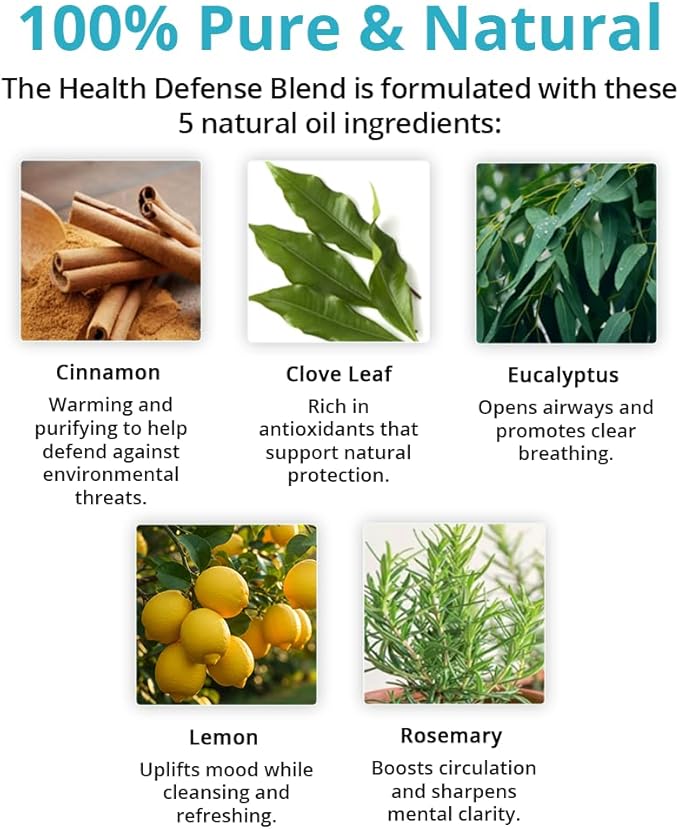 Health Defense Essential Oil 2 Pack – Roll-On & Inhaler – Immune Support Aromatherapy Blend with Cinnamon, Clove Leaf, Eucalyptus, Lemon & Rosemary – Natural Wellness, Breathing & Air Purifying