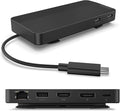 Lenovo USB-C Dual Display Travel Dock - 7 Ports, Integrated Cable, Universal Compatibility, Two displays at 4K - Black