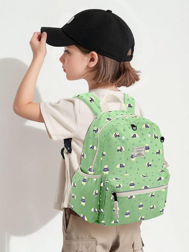 atgark Corduroy Toddler Backpack for Boys 2-5: Preschool Backpack for Boys