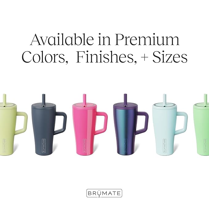 BrüMate Era 20 oz Tumbler with Handle and Straw | 100% Leakproof Insulated Tumbler with Lid and Straw | Made of Stainless Steel | Cup Holder Friendly Base | 20oz (Primrose)