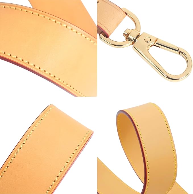jiesinlov Vachetta Leather Straps Crossbody Replacement Bag Shoulder Strap for Neverful Speedy Graceful Tote Handbag(W1.5in,L45.2in-Beeswax)