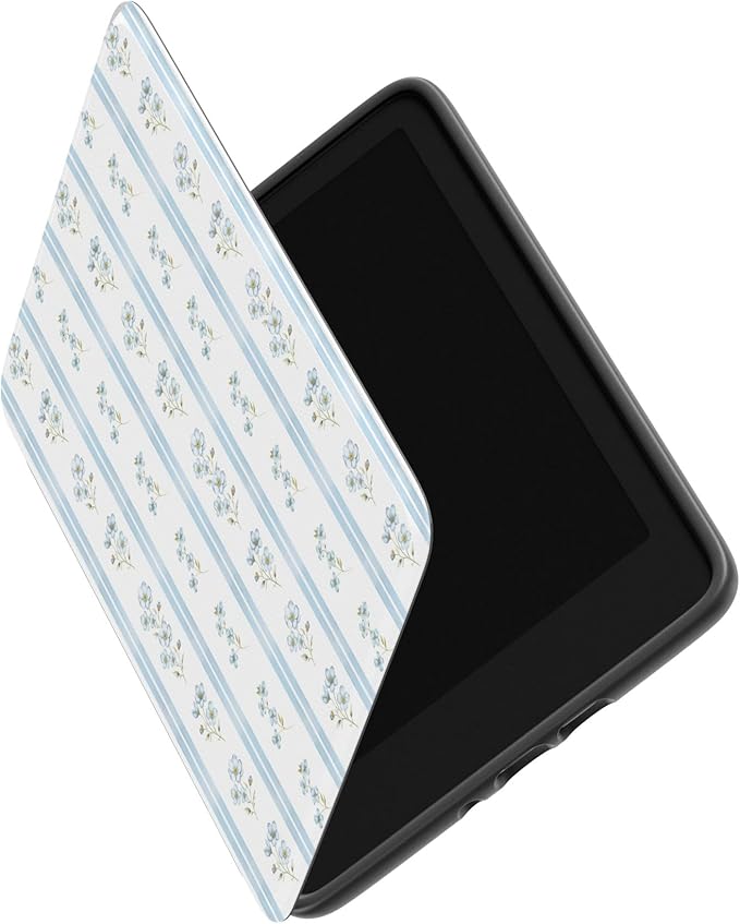 Casely Kindle Case | Cottage Stripe | Blue Floral | Compatible with 7” Kindle Colorsoft and 7” Kindle Paperwhite (12th Gen 2024 Models)
