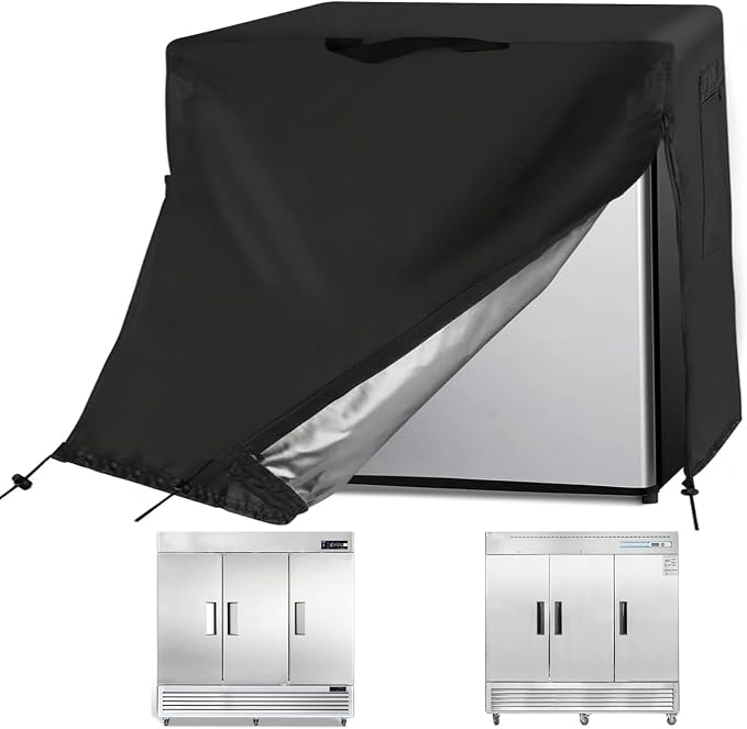 Commercial Refrigerator Cover for 72Cu Ft Commercial Refrigerator Freezer Combo,82 Inch Waterproof Fridge with Freezer Cover for Industrial Stainless Steel Fridge(82" W x 33" D x 83" H)