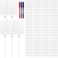 Yexiya 300 Pcs Plastic Tags Seals Shipping Label 255 mm Total Length Waterproof Plastic Hanging Tags and 3 Color Marker Pen for Logistics Ship Luggage Labeling Fastener(White)