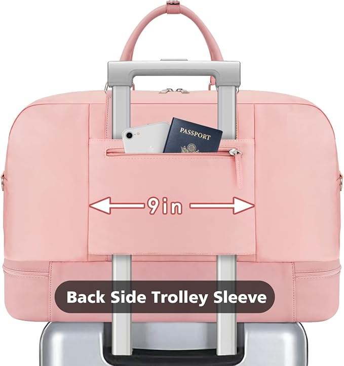 Weekender Bag for Women, Large Overnight Bag Canvas Travel Duffel Bag Carry On Tote with Shoe Compartment 21" 3Pcs Set