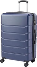 NEWBULIG 28 Inch Checked Luggage, ABS Hard Shell Lightweight Rolling Expandable Suitcase with Smooth Spinner Wheels and TSA Lock for Business Trips and Daily Vacations, Blue
